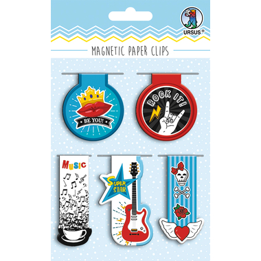 URSUS Magnetic Paper Clips Rockstar 43000004 4.5-6.5cm 5 Stück