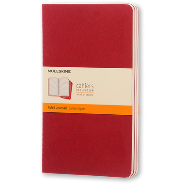 MOLESKINE Notizheft Cahier A5 101-4 liniert, rot 3 Stück