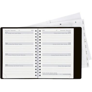 BIELLA Agenda Memento Wire-O 2027 858673020027U 1S/2P nero ML 10.1x14.2cm