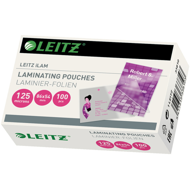 LEITZ Laminiertasche 54x86mm 33810 glanz, 125my 100 Stück