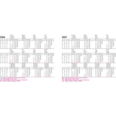 BÜROLINE Planning hebdomadaire 2026 890712 1S/2P ML 12x28.4cm