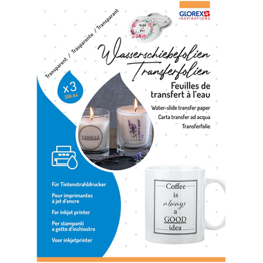 GLOREX Wasserschiebefolie A4 61241701 Inkjet Drucker 3 Blatt