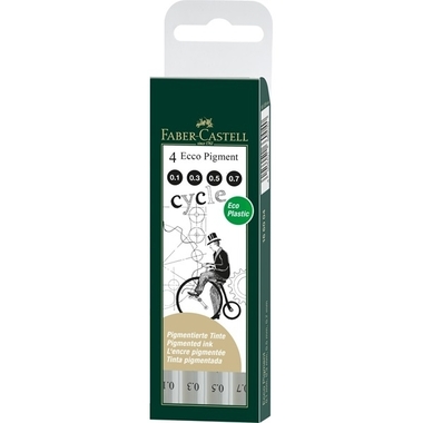 FABER-CASTELL Ink Roller ECCO 166004 Pigment, nero 4 pezzi