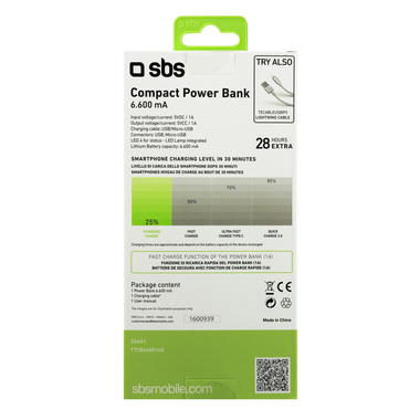 Compact power bank 6600 mAh