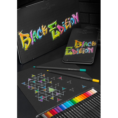 FABER-CASTELL Matite Black Edition 116413 12 colori, astuccio metallico