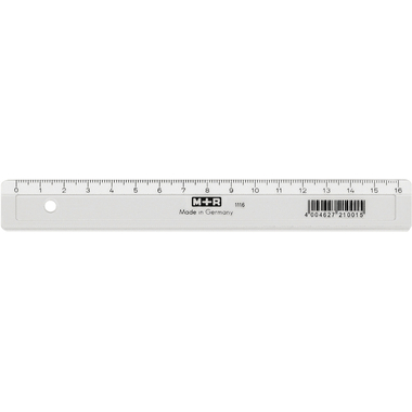 M+R Schullineal,schmal 16cm 711160000 klar, Skala Kunststoff