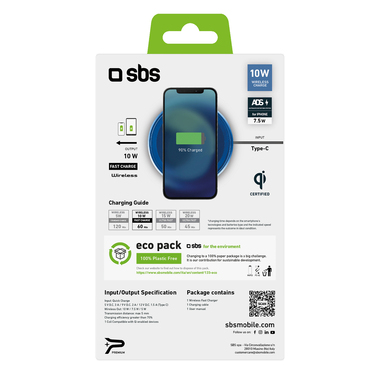 Basetta wireless 10W per ricarica rapida