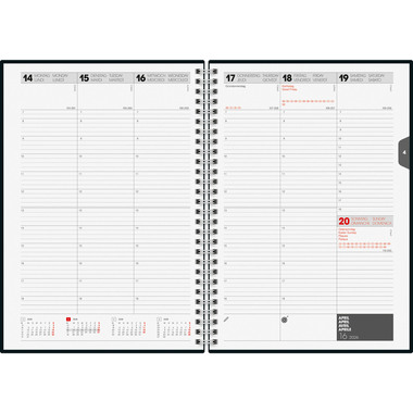 SIMPLEX Wochenagenda 2026 797-2022.26 1W/2S silber ML 16.9x24cm