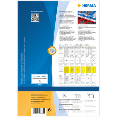 HERMA Étiquettes SPECIAL 85x85mm 8035 jaune,extr.perm. 150pcs./25 f.