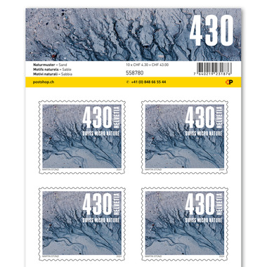 Timbres CHF 4.30 «Sable», Feuille de 10 timbres