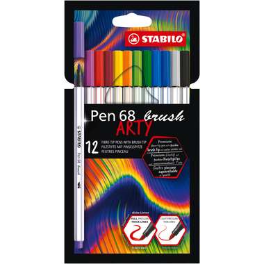 STABILO Penna Fibre 68 Brush Arty 568/12-21-20 ass. 12 pezzi