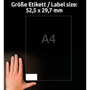 AVERY ZWECKFORM Etiketten 52,5×29,7mm 3651-200 weiss 8800 Stk./200+20 Blatt