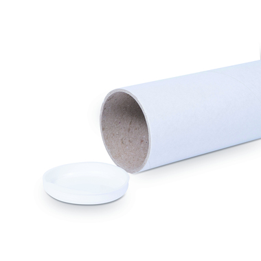 Shipping tube made of solid cardboard in white with length 500mm & Ø70mm