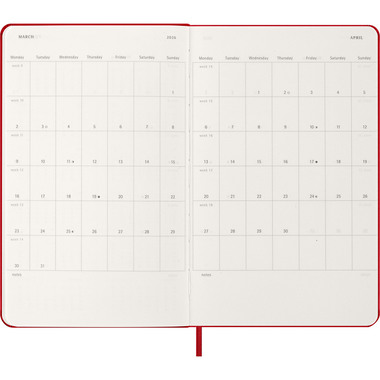 MOLESKINE Agenda Classic Large 2026 DHF212DC3Y26 1T/1S scharlachrot HC 13x21cm