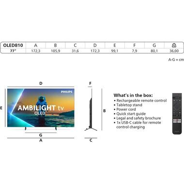 Philips TV 77OLED810/12 77" 4K OLED Ambilight TV, 2025