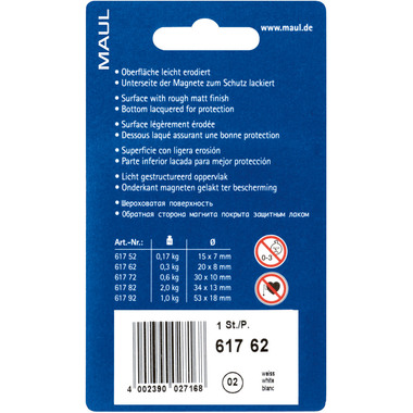 MAUL Calamita 20mm 2.34 bianco 6 pezzi