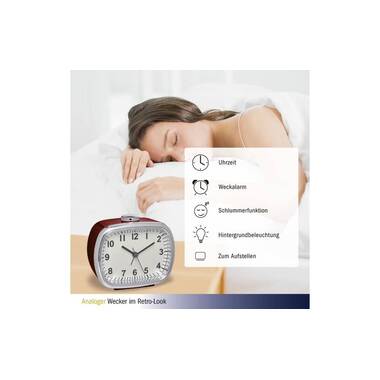 TFA Dostmann Réveil analogique Rétro, Rouge