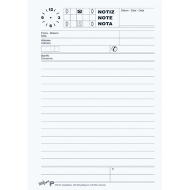 BÜROLINE Telefonblock D/F/I A5 725266 65g, weiss 80 Blatt