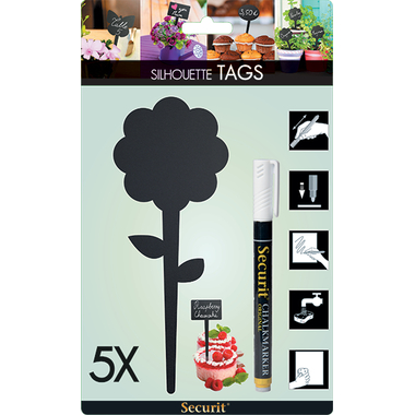 SECURIT Gartenstecker SILHOUETTE TAG-FLOWER-5 schwarz 18x7x0.1cm