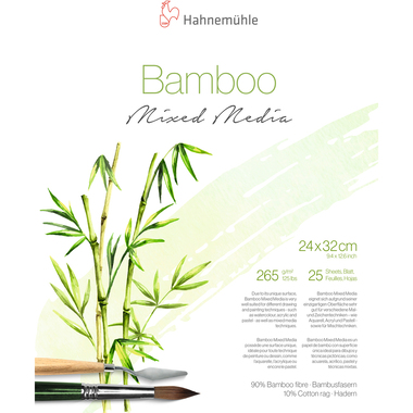 HAHNEMÜHLE MixedMediaBlock Bamboo 24x32cm 10628540 weiss, 265g 25 Blatt