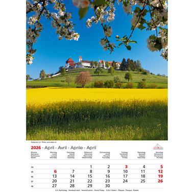 CALENDARIA Bildkalender 2026 9783036205298 Swiss Souvenir ML 23x31.5cm
