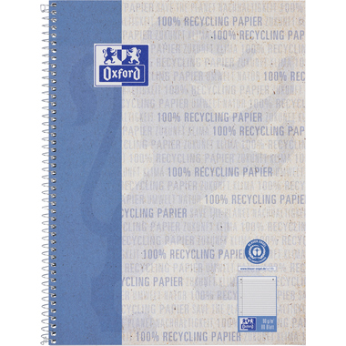 OXFORD Collegeblock Recycling A4 400159370 blau, liniert 80 Blatt