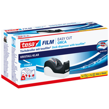 TESA Dérouleur Orca 10mx19mm 53914-00000 noir/blanc incl. 1 roul.