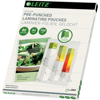 LEITZ Pochettes à plastifier A4 16918 brillant, 80my 100 pcs.
