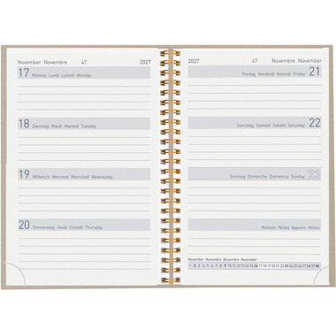 BIELLA Agenda Memento Natural 2027 858692250027U 1S/2P gris clair 10.1x14.2cm