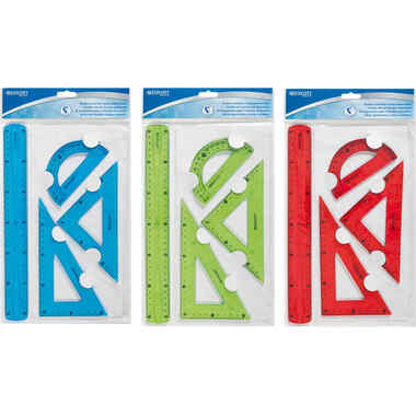 WESTCOTT Set équerre Flexi E-10302 00 bleu/rouge/vert 4 pcs.