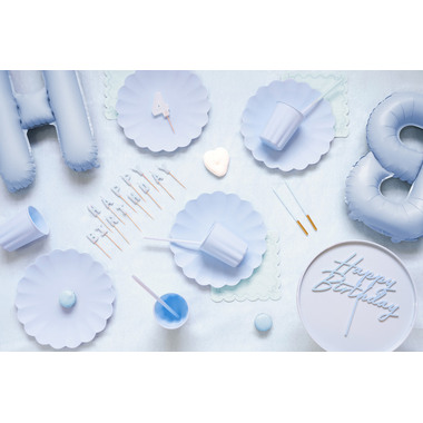 PARTYDECO Teller Rüsche 22cm TPL1-011 hellblau 4 Stück