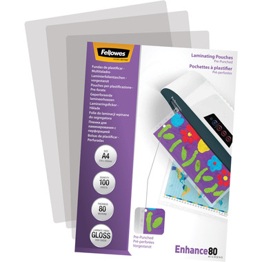 FELLOWES Laminierfolien Enhance 80g A4 5452502 gelocht 100 Stück