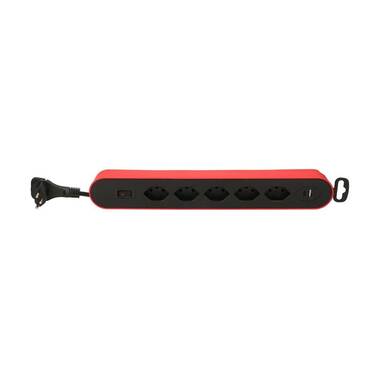 Max Hauri Bloc multiprises Design Line 5x T13 USB A+C rouge