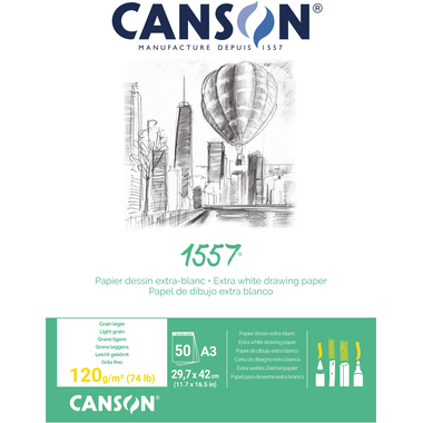 CANSON Sketchbook 1557 A3 204127409 bianco, 120g 50 fogli