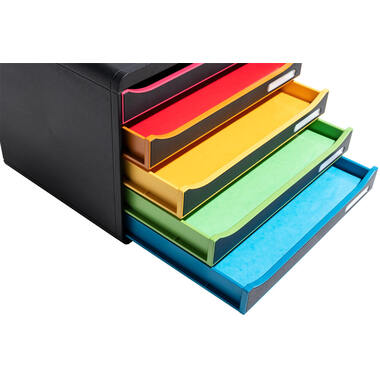 EXACOMPTA Schubladenbox Big-Box Plus 308914D schwarz/Harlekin, 5 Schubl.