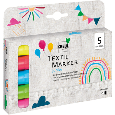 KREUL Textilmarker Junior 2-4mm KR-90719 Junior 5 Stück ass.