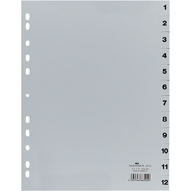 DURABLE Registro PP A4 651210 grigio 1-12