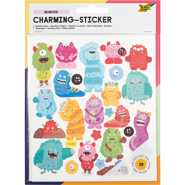 FOLIA Charming-Sticker 18204 Monster 2 Blatt/36 Stück