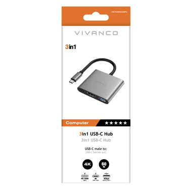 3in1 HDMI/USB-C/USB-A Thunderbolt 3 USB-C Hub | Vivanco