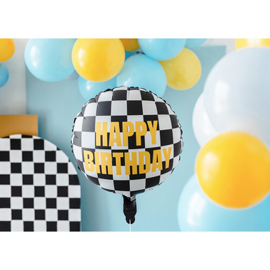 PARTYDECO Palloncino in foil 35cm FB220 Bandiera a scacchi