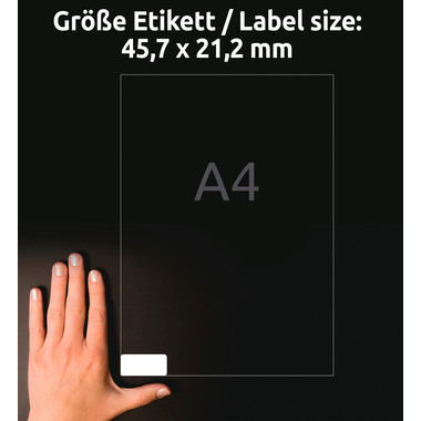 AVERY ZWECKFORM Etiketten 45,7x21,2mm L4736REV1 weiss 480 Stück