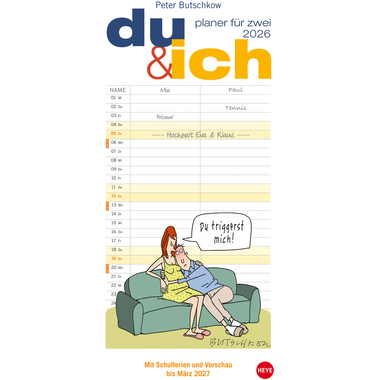 HEYE Planer für zwei Butschkow 2026 20712+26 1M/1S DE 2 Spalten 16x34.7cm