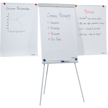 FRANKEN Flipchart X-tra!Line 68x105cm EL-FC22 hellgrau mit Seitenarmen