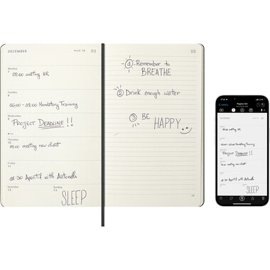 MOLESKINE Agenda Smart Diary Large 2026 SMDHB12WN3Y26 1W/1S schwarz HC 13x21cm