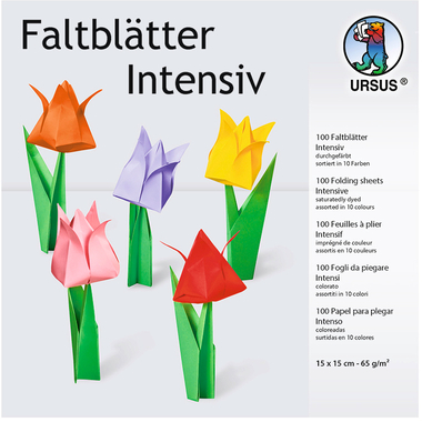 URSUS Faltblätter Origami 15×15cm 2835599 10 Farben ass. 100 Blatt