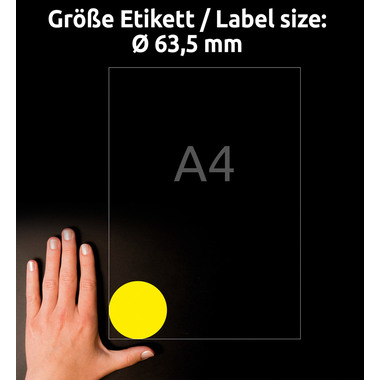 AVERY ZWECKFORM Etiketten 63,5mm L7670Y-25 gelb 300 Stück