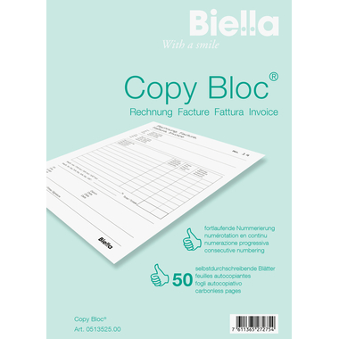 BIELLA Rechnung COPY-BLOC D/F A5 51352500U selbstdurchschreib. 50x2 Blatt
