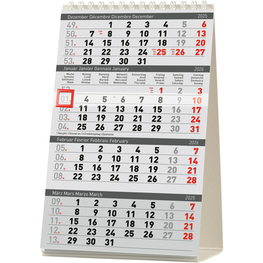 BIELLA Pultkalender Desktop 2026 887040000026U 4M/1S Delta weiss ML 12.5x20cm