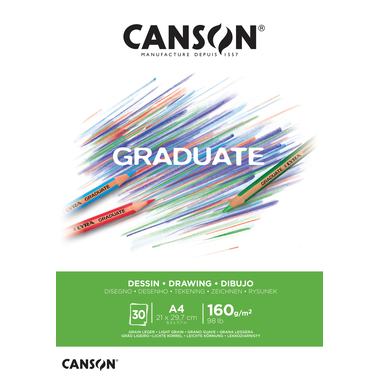 CANSON Graduate Zeichnen A4 400110365 30 Blatt, weiss, 160g