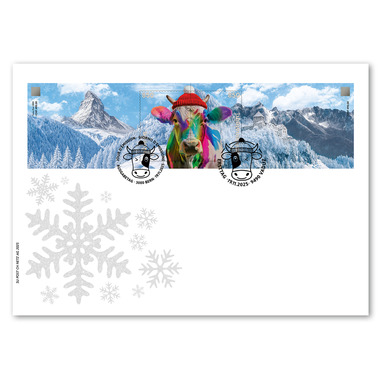 Enveloppe spéciale Crypto Stamp CHLI 2.0, Arc-en-ciel Timbres isolés (2 timbres, valeur d'affranchissement CHF 17.00) sur enveloppe spéciale C5, oblitéré